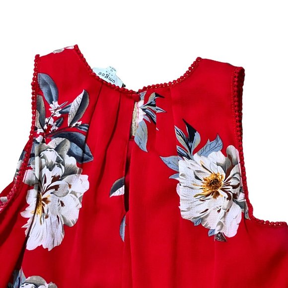 UMGEE Red Floral Sleeveless Blouse Tunic - Picture 3 of 10